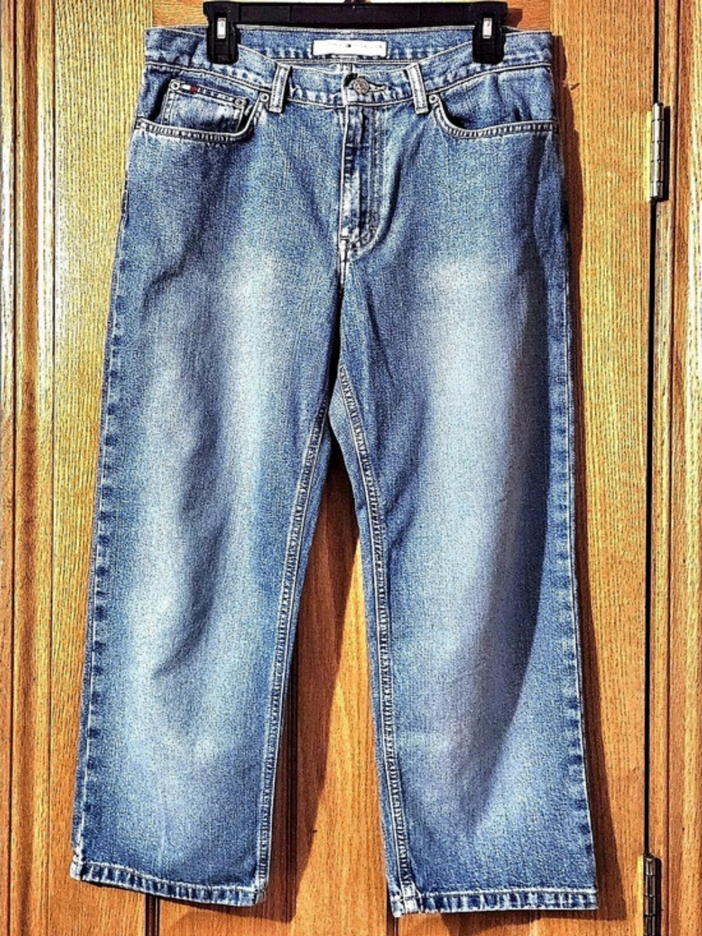 Vintage Tommy Hilfiger Cropped Boyfriend Jeans Straight Leg Light Blue Sz 10 Y2K